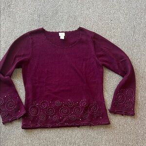 J Jill Maroon Burgundy Sweater Top size medium